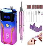 Portable Nail Drill Professional 35000 RPM, MOCOWIND Rechargeable Electric Nail File Machine for ...