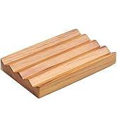 Teak Soap Dish for Shower by HTB, Wood Decorative Bath Soap Holder Heightened Base Design to Keep...