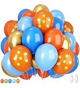 Blue and Orange Balloons, 12 Inches 50 Pcs Blue Metallic Gold Orange Latex Balloon, Cartoon Party...