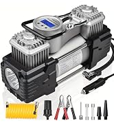 MESHUBA Dual Cylinder Tire Inflator Air Compressor, 150 PSI 12V DC Portable Air Pump with Digital...
