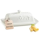 YHOJOY Butter Dish with Lid for Countertop, Ceramic Butter Dish with Knob Handle, Large Butter Ho...