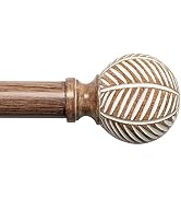 Wood Curtain Rods for Windows: 1 Inch Diameter Adjustable Drapery Rods 48" to 86", Decorative Win...