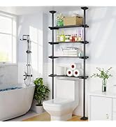 SUNALLY Over The Toilet Storage Shelf, 4-Tier Adjustable Over Toilet Bathroom Organizer,Tension-M...