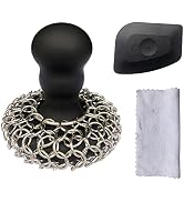 316 Upgraded Chainmail Scrubber with Silicone Handle Cast Iron Cleaner for Cast Iron Grill Pan Sk...