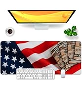 Red Large Mouse Pad Flag Desk Pad Money Gaming Mouse Mat XL Funny Desk Mat 31.5x11.8x0.12 inch (M...