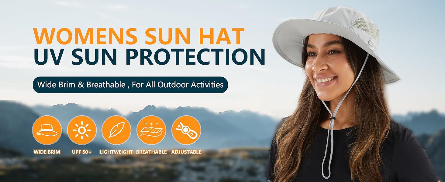 Connectyle womens wide brim sun hat upf 50+ sun protection hat fishing gardening hat for women