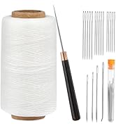 TLKKUE Strong Upholstery Repair Waxed Thread Kit, 273 Yards Upholstery Thread Sewing Needle Strai...