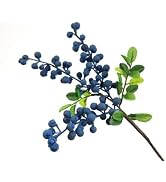 Zhuluck 1Pc Blue Artificial Berries,Simulation Flowers Lifelike Blueberry with Stems Fake Fruit B...