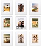 KINLINK 8x10 Picture Frames, White Frames with Plexiglass for Picture with Mat 5x7 or 8x10 withou...