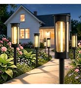 Solar Pathway Lights Outdoor 6 Pack, Upgraded Brighter 6 Inch extended filament Solar Garden Ligh...
