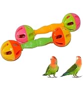 YuanHolumid 2Pcs Multicolour Bird Parrot Toy Rattle Birds Fun Exercise Plastic Double-Headed Bell...