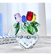H&D HYALINE & DORA Crystal Rose Figurines Collectibles Ornament Gift Crystal Rose Flower Bouquet ...