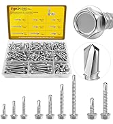 Fgruh 390Pcs #8#10#14 Self Tapping Screws Assortment Kit, 410 Stainless Steel Self Drilling Screw...