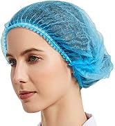 ProtectX 100-Pack Blue Disposable Hair Nets, Elastic Head Cover, Bouffant Caps, Sanitation Head C...