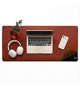 Nordik Felt and Leather Desk Mat - Emberwood Brown - 35x17 Inch Felt and Vegan Leather Desk Blott...