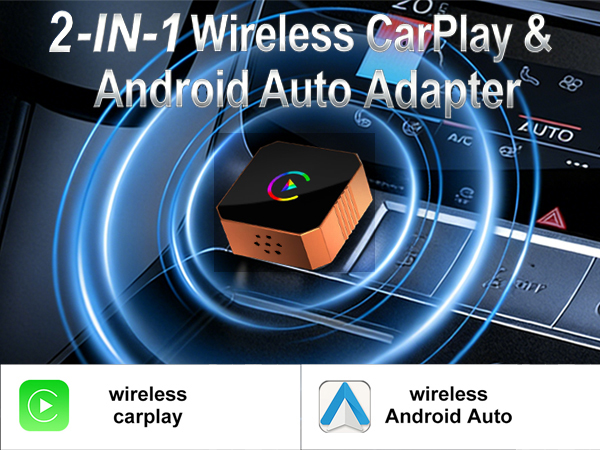 2026 Upgraded 2in1 Wireless Carplay Adapter for Apple iPhone,Android Auto Carplay Adapter