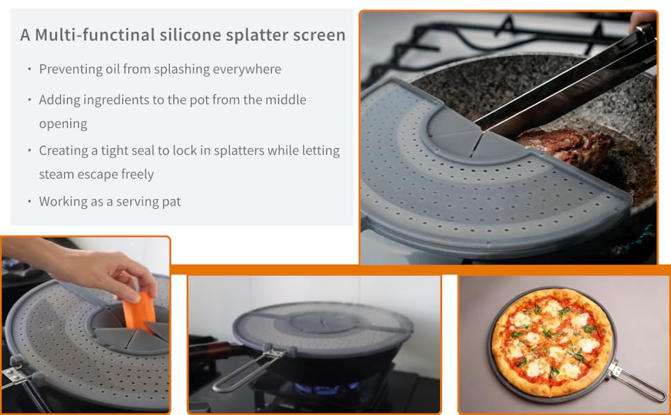 silicone splatter screen for frying pan