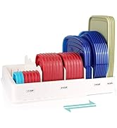 SWOMMOLY Expandable Food Storage Container Lid Organizer, Includes 6 Adjustable Dividers, 30 Prep...