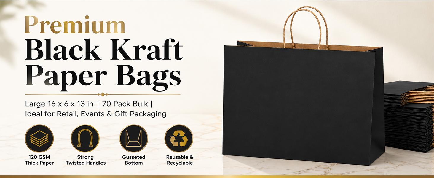 Black kraft Paper Bags