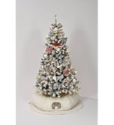 YITAHOME 6FT Snow Flocked Pre-Lit Christmas Tree with Cat Tunnel Tree Skirt | Artificial Xmas Tre...