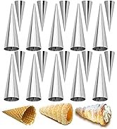 RoseFlower 20pcs Non-Stick Cream Horn Cones Tubes 2 Sizes Stainless Steel Conical Croissant Pastr...