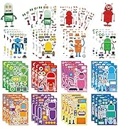 42 Sheets Make Your Own Robot Stickers Make A Face Stickers for Kids Toddlers with Robots DIY Cra...