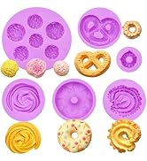 Cookies Chocolate Silicone Molds 6 Packs Donut Candy Mini Waffle Cookie Cream Molds for Cake Deco...