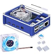 GeeekPi Raspberry Pi 4 Case, Raspberry Pi 4 Case with Fan 40X40X10mm (Blue Backlight) and 4pcs Ra...
