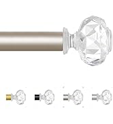 TVWOO Champagne Gold Curtain Rods 28 to 48 Inch,1 Inch Curtain Rod Set,Heavy Duty Single Window C...