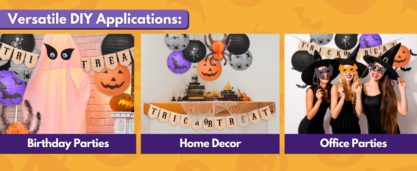 Halloween Banner Trick or Treat Halloween Banner for Fireplace Mantle Porch Party Decorations