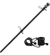 6FT Flag Pole Kit,Stainless Steel Heavy Duty Black American US Flagpole, Rustproof for Outdoor Ga...