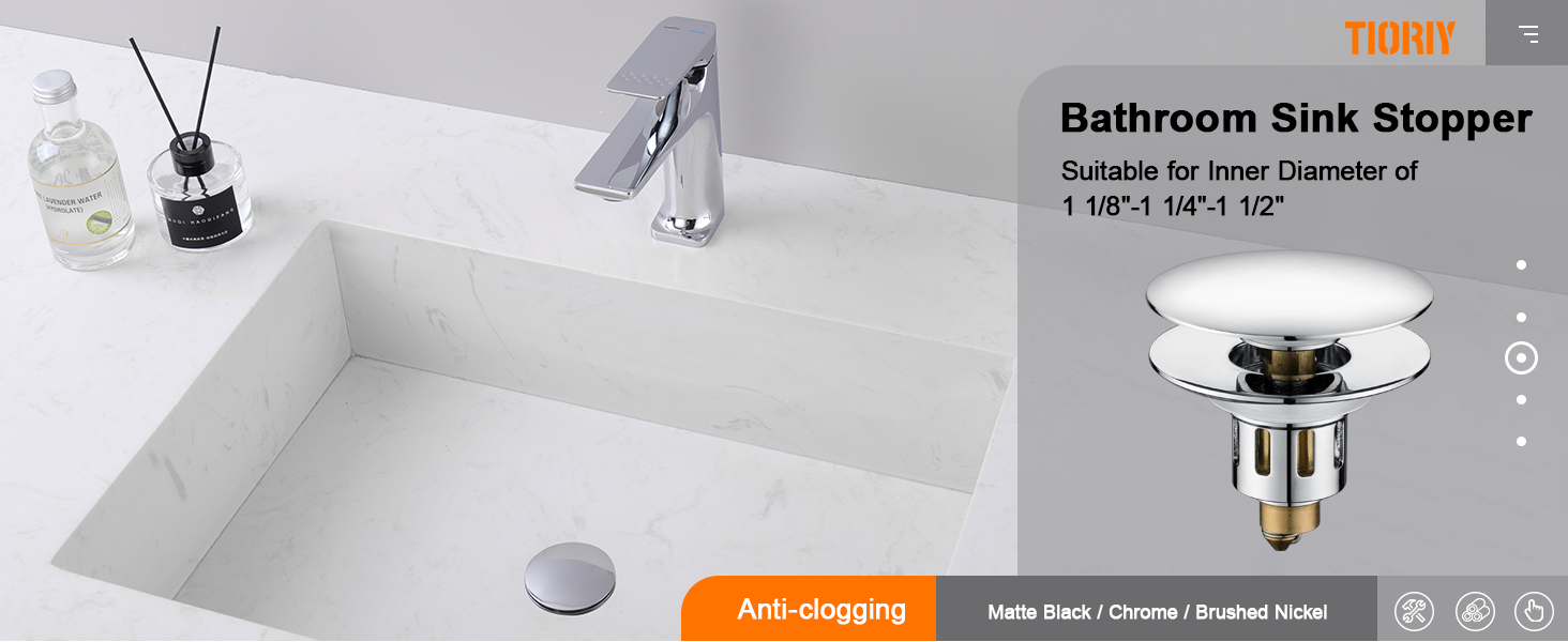 TIORIY Bathroom sink stopper fit for 1.1 to 1.5 inch