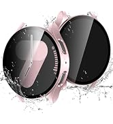 Easuny 2 Pack Waterproof Privacy Case with Tempered Glass Screen Protector for Samsung Galaxy Wat...
