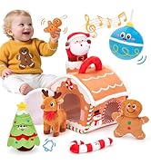 hahaland Baby Christmas Toy for 6 + 12 18 Months – Musical & Sensory Plush Christmas Toys Set wit...