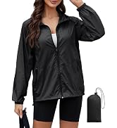 PITINAN Rain Jacket Women Waterproof Lightweight Jacket With Hood Packable Raincoat with Pockets ...