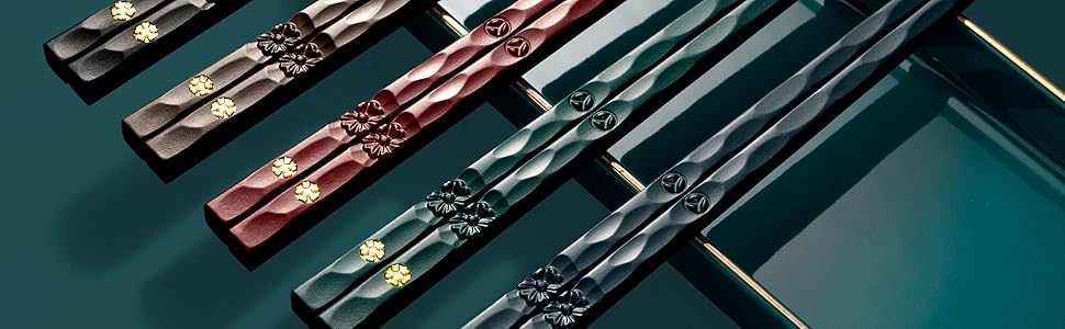 5 Pairs Fiberglass Multicolor Dark Color Chopsticks Dark Black Blue Green Red Brown Chopsticks