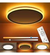BLNAN 13in LED Flush Mount Ceiling Light Fixture with Remote Control, Dimmable Night Light 2000K,...