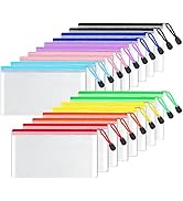 SUNEE Plastic Mesh Zipper Pouch 4x9 in (9 Colors, 18 Packs), Plastic Pencil Pouches, Multipurpose...