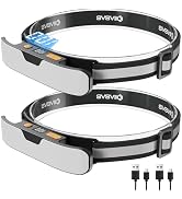 svsviio K0206*2PCS 1500 Lumens Rechargeable LED Headlamp,Super Bright 230° Wide Beam Head lamp,3 ...