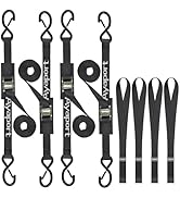 Ayaport Cam Buckle Tie Down Straps 8ft 1250lbs Break Strength 4 pcs Securing Straps with S Hooks ...