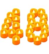 Yakpo 48 Pack Flameless Orange Tea Light Battery Operated, Flickering LED Votive Candles Tealight...