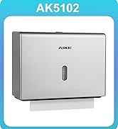 Text reads 'AK5102' and 'AIKE'. Wall-mounted paper towel dispenser in silver finish with rectangular design and small viewing window.
