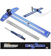 GRENPRO Woodworking Scriber Marking Line Ruler with Carpenter Pencil & Metal Ruler, Adjustable Al...