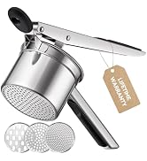 Multiple views of a stainless steel pasta strainer attachment with various perforation patterns. Product shown from different angles with manila tags attached.