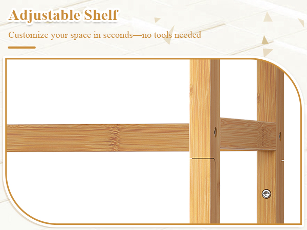 FOTOSOK 6-Tier Bamboo Shelf