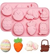 Easter Silicone Chocolate Molds, 12-Cavity Bunny Egg Carrot Basket Baking Tray for Cake Decoratio...