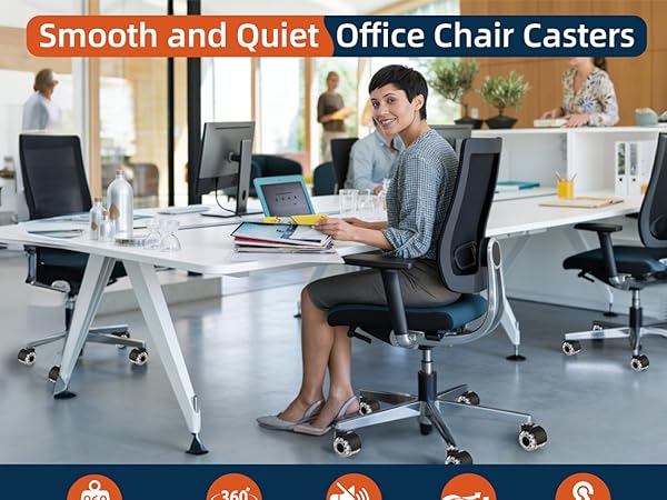 Smooth and Quiet Office Chair Casters