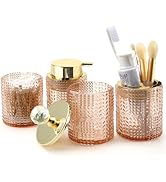 DASITON Bathroom Accessories Set,4Pcs Glass Bathroom Counter Set with Foaming Soap Dispenser,Toot...