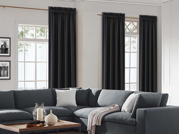 black blackout curtains for living room