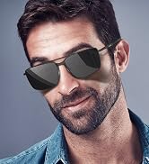 LUENX Rectangular Polarized Aviator Sunglasses for Men Retro Square Driving Shades UV400 Protection